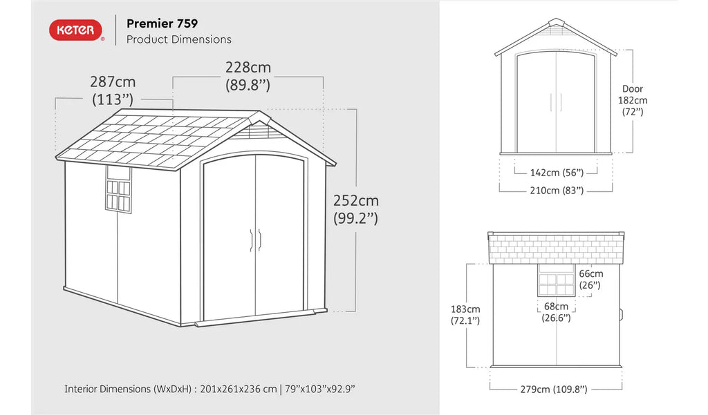 Keter Premier 7.5 x 9 ft Resin Storage Shed – view 4