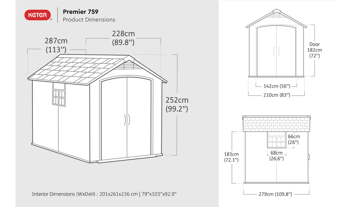 Keter Premier 7.5 x 9 ft Resin Storage Shed – view 4