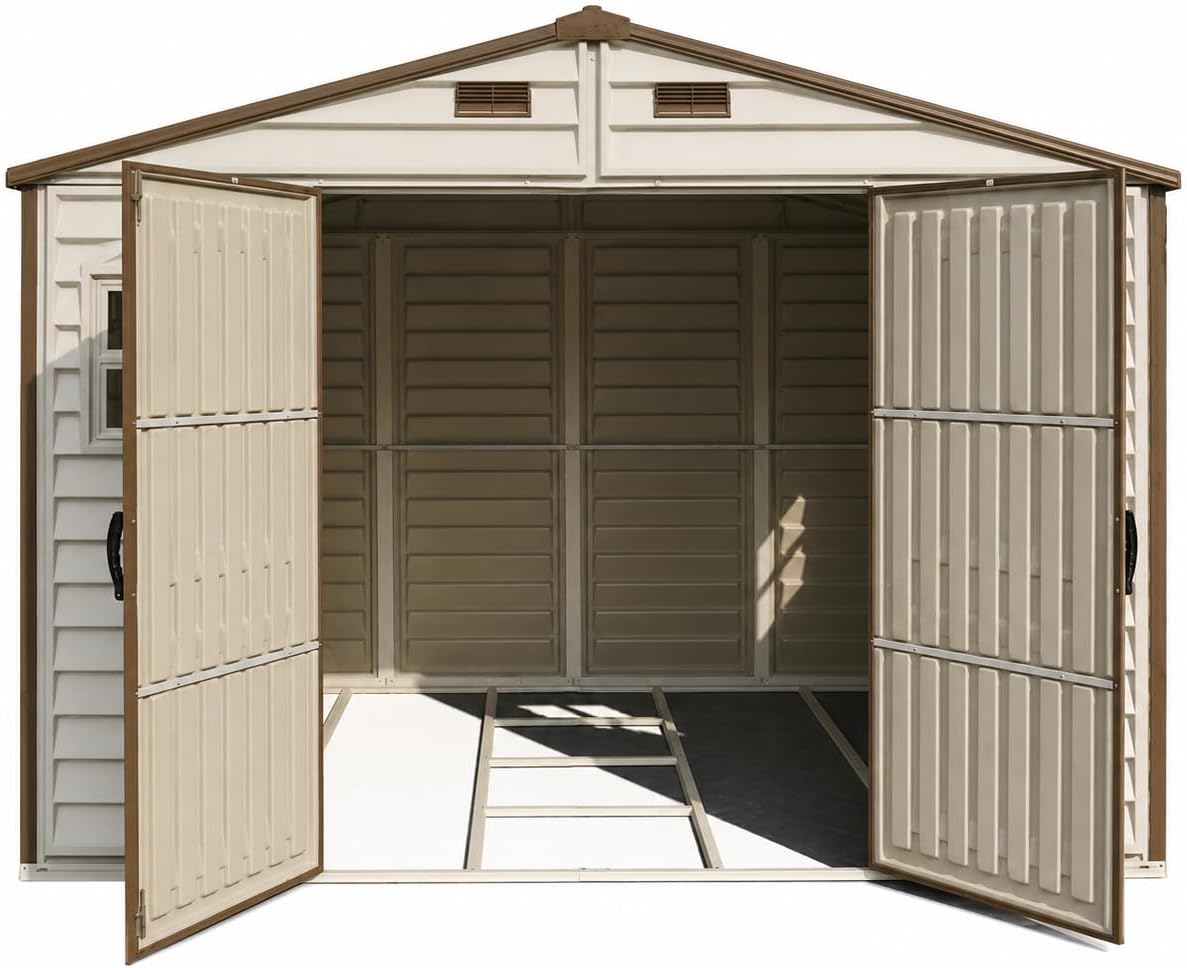 10 x 8 ft Outdoor Resin Storage Shed with Double Doors, Windows & Floor Foundation – view 8