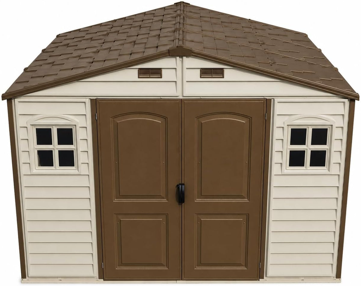 10 x 8 ft Outdoor Resin Storage Shed with Double Doors, Windows & Floor Foundation – view 17