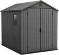 6 x 8 ft Outdoor Resin Storage Shed with Double Doors, Window & Heavy-Duty Floor