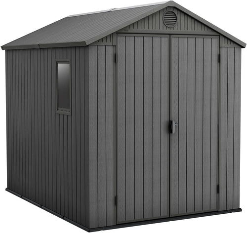 6 x 8 ft Outdoor Resin Storage Shed with Double Doors, Window & Heavy-Duty Floor