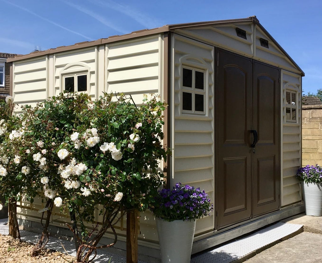 10 x 8 ft Outdoor Resin Storage Shed with Double Doors, Windows & Floor Foundation – view 4