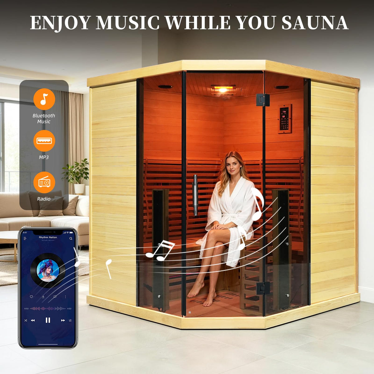 Corner Hybrid Sauna 3 Person – view 2
