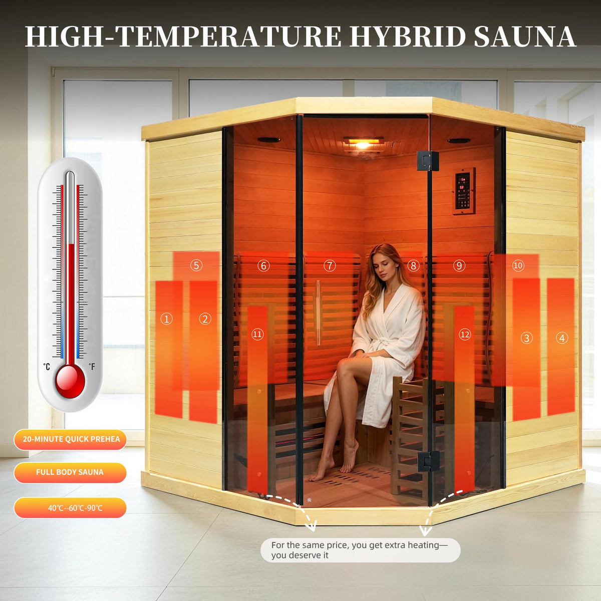 Corner Hybrid Sauna 3 Person – view 5
