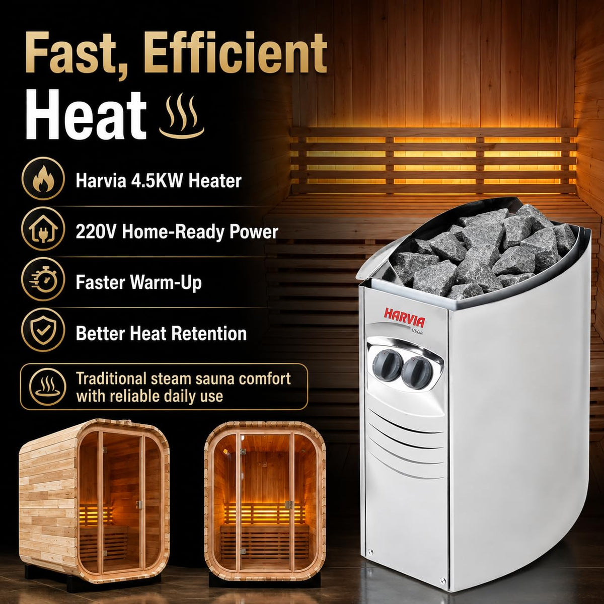 Duthss 2 Person Outdoor Sauna with 4.5kW Electric Heater – view 4