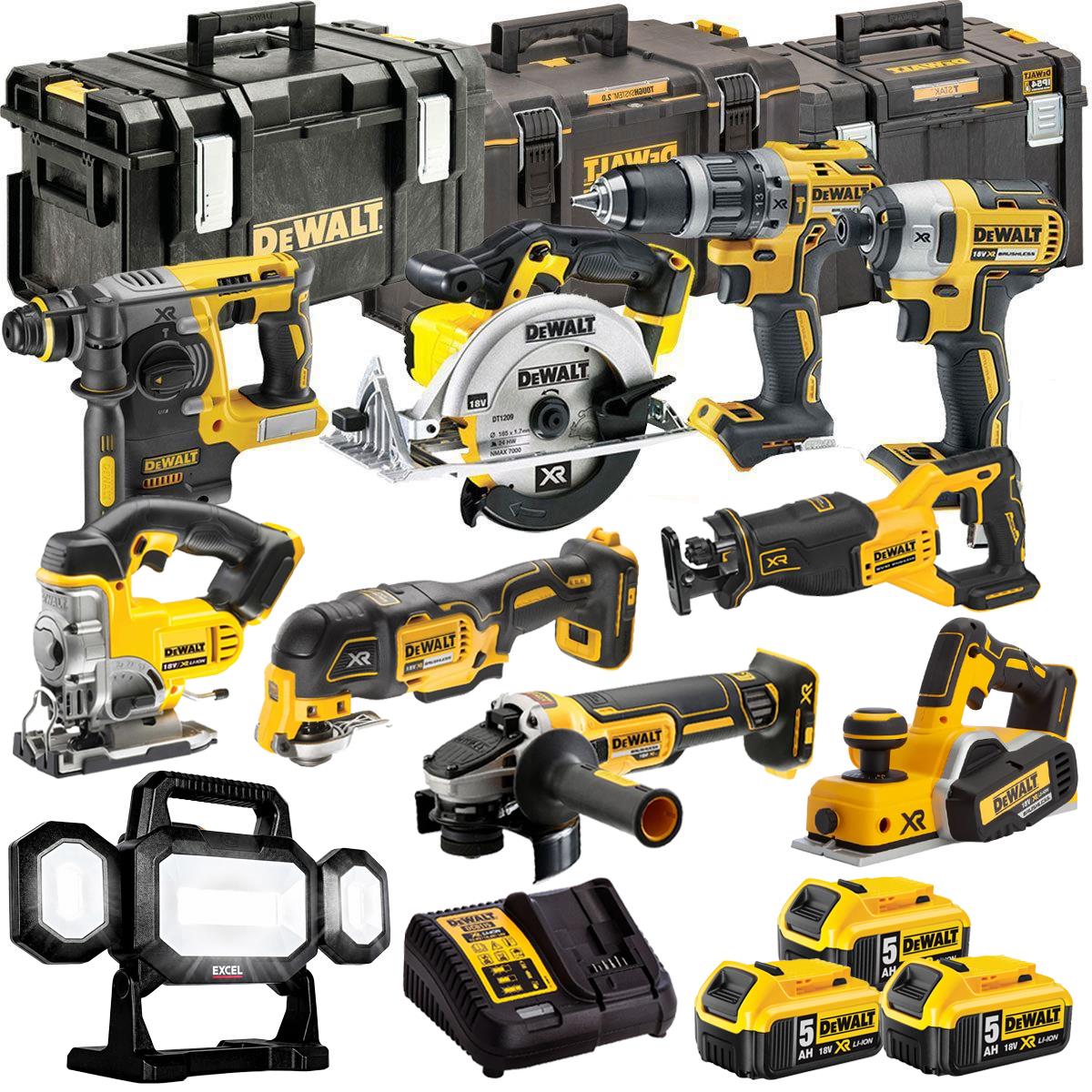DEWALT 20V MAX XR 10 Tool Combo Kit with 3 x 5.0Ah Batteries, Charger & ToughSystem Box (DCKT4T10P13)