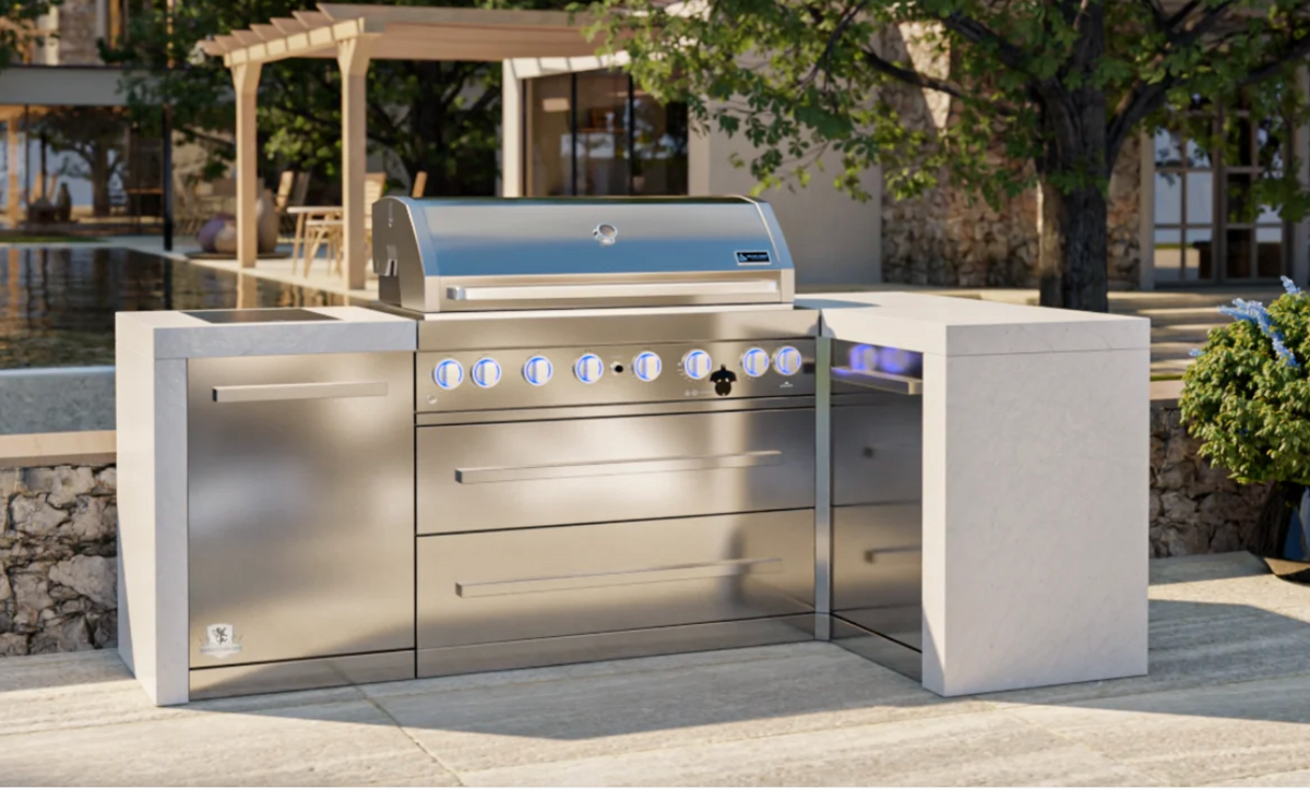 Mont Alpi 805 Deluxe 6-Burner Outdoor Kitchen Island with 90° Corner – view 2