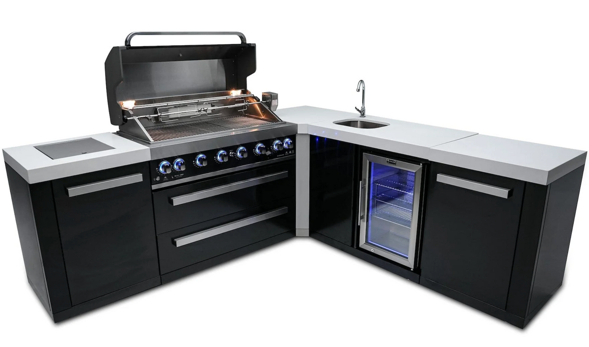 Mont Alpi 805 Black Stainless Outdoor Kitchen Island with Beverage Center & 90° Corner – view 2