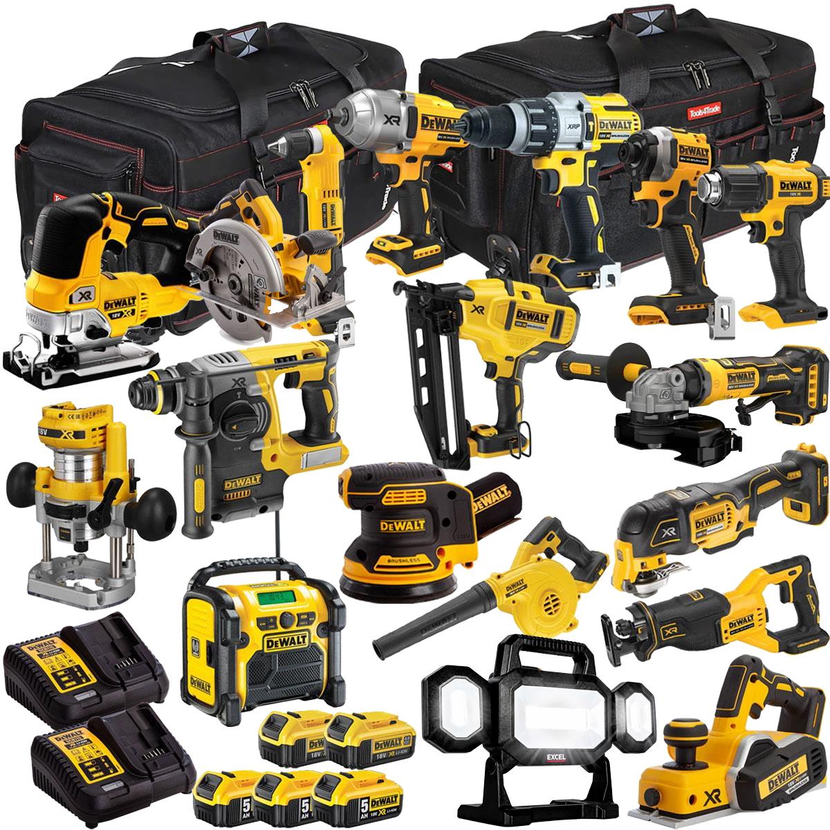DEWALT 20V MAX XR 18 Tool Combo Kit with 5 Batteries & Charger