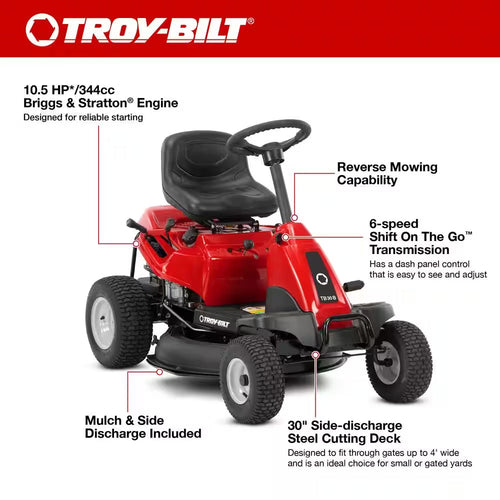 30 in Gas Riding Lawn Mower 10.5 HP – view 2