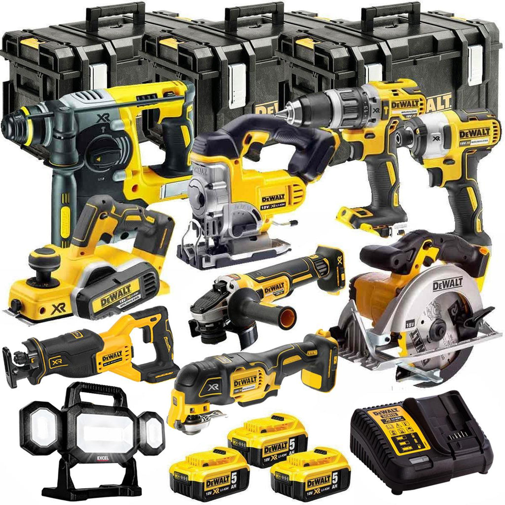 DEWALT 20V MAX XR 10 Tool Combo Kit with 3 x 5.0Ah Batteries, Charger & ToughSystem Box (DCKT4T10P4)
