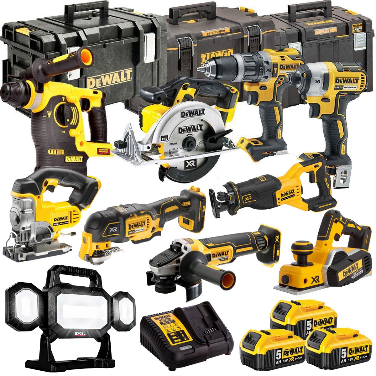 DEWALT 20V MAX XR 10 Tool Combo Kit with 3 x 5.0Ah Batteries, Charger & ToughSystem Box (DCKT4T10P12)