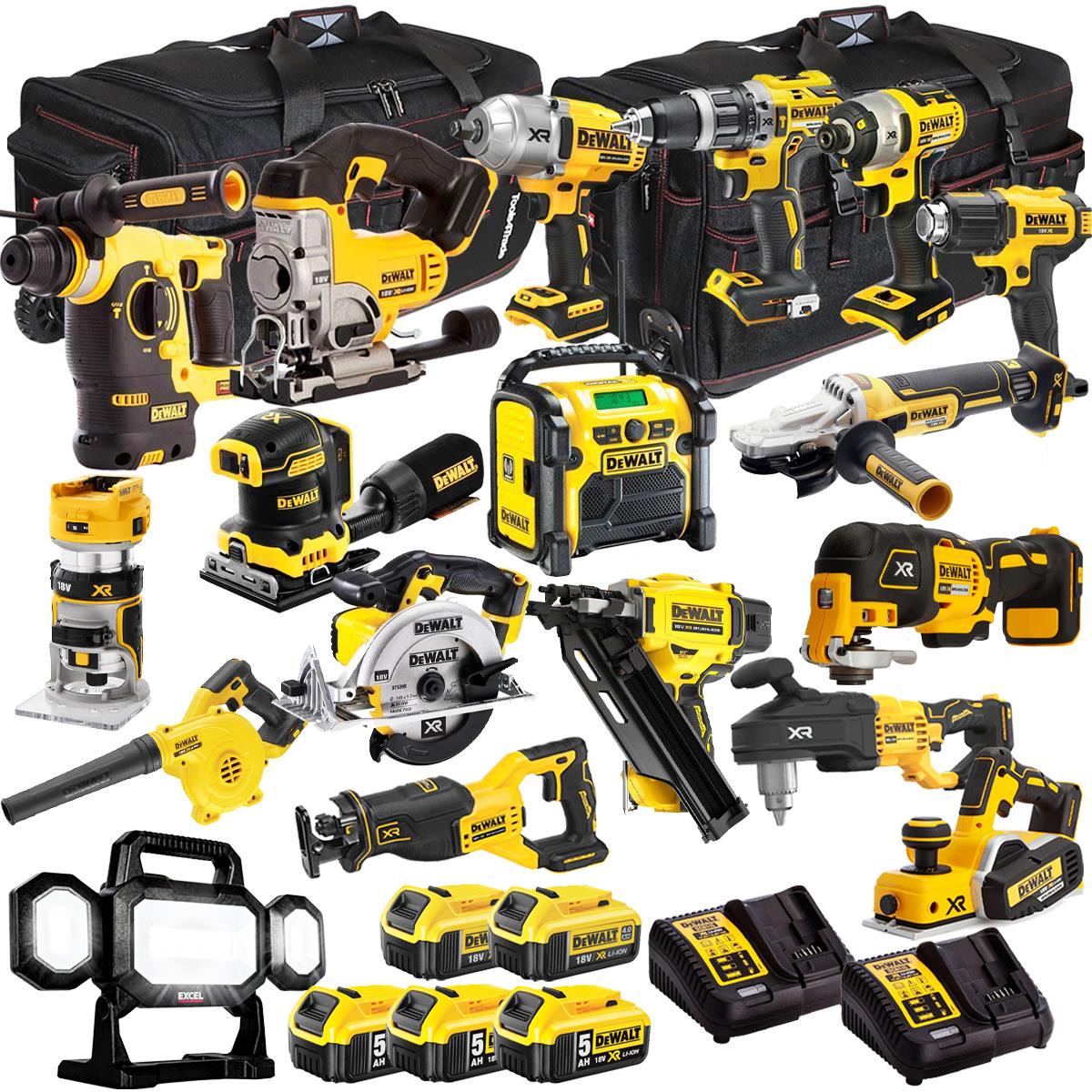DEWALT 20V MAX XR 18 Tool Combo Kit with 5 Batteries & Charger