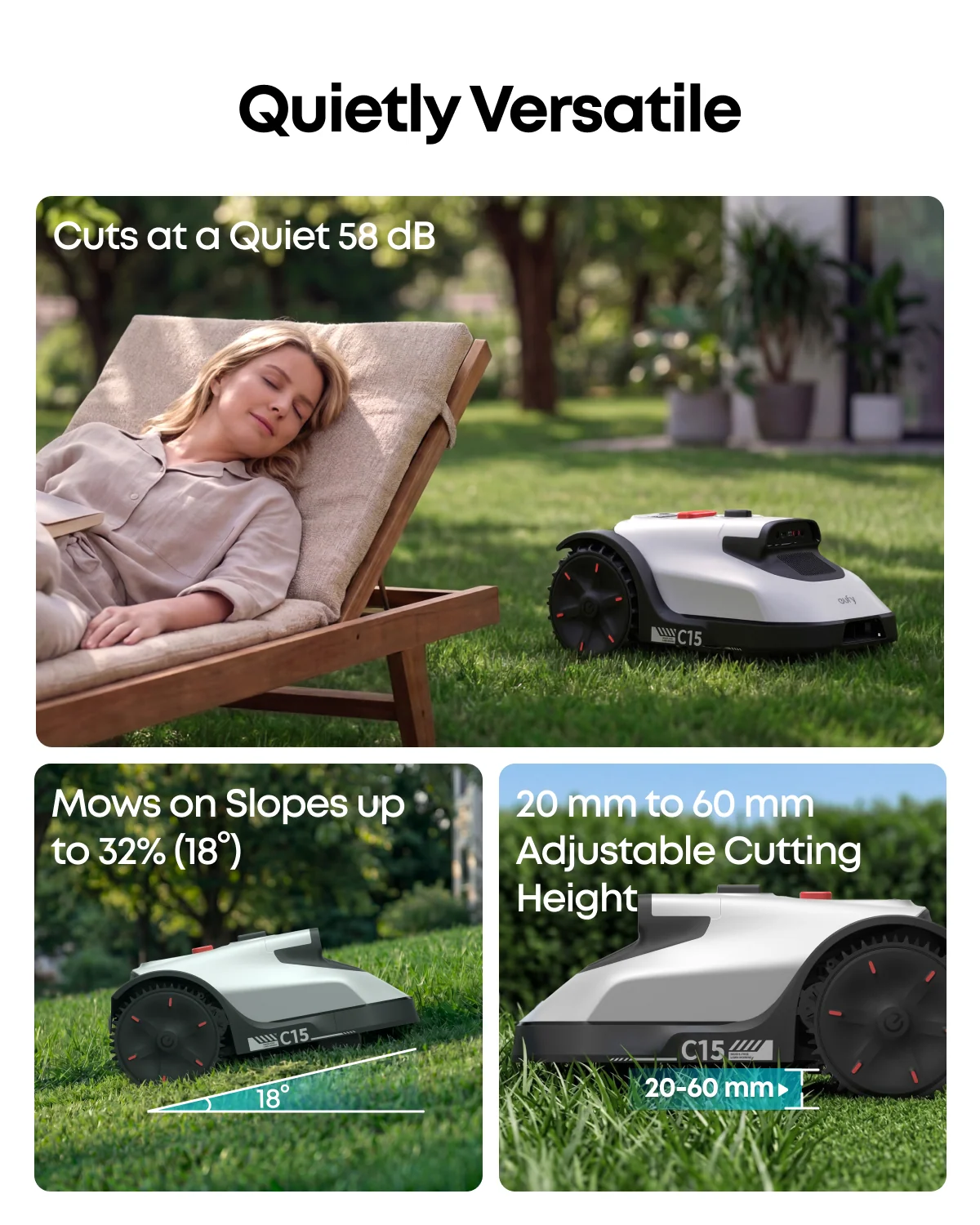 Wire-Free Robot Lawn Mower with AI Vision & 3D Obstacle Avoidance – view 2